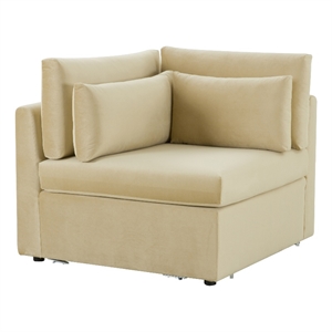 tov furniture jessie champagne velvet upholstered modular corner chair