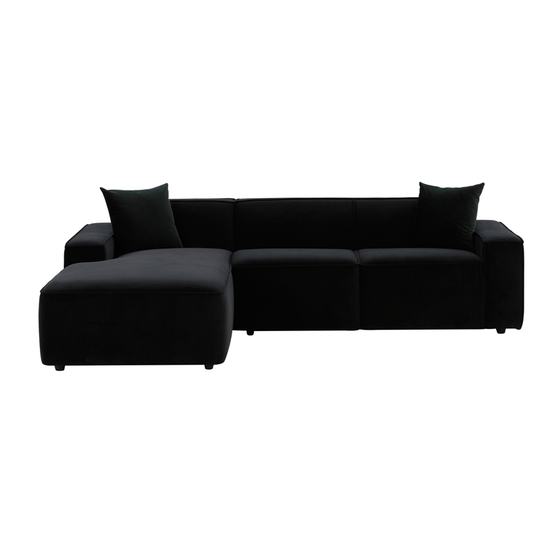 TOV Furniture Olafur Black Velvet Upholstered Sectional - LAF