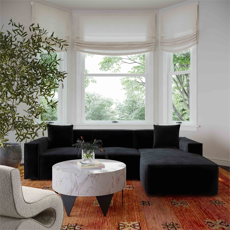 TOV Furniture Olafur Black Velvet Upholstered Sectional - LAF