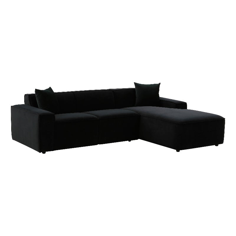 TOV Furniture Olafur Black Velvet Upholstered Sectional - RAF
