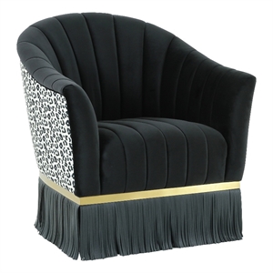 tov furniture enid black velvet upholstered swivel chair