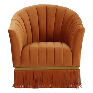 tov furniture enid cinnamon orange velvet upholstered swivel chair