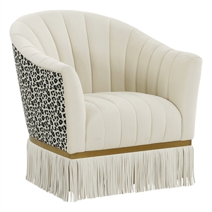 tov furniture enid cream velvet upholstered swivel chair