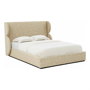 tov furniture jibriyah beige tweed upholstered bed in king size