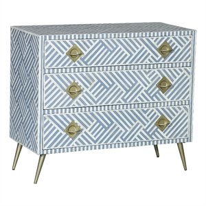 tov furniture kadiri blue and white bone inlay 3-drawer dresser