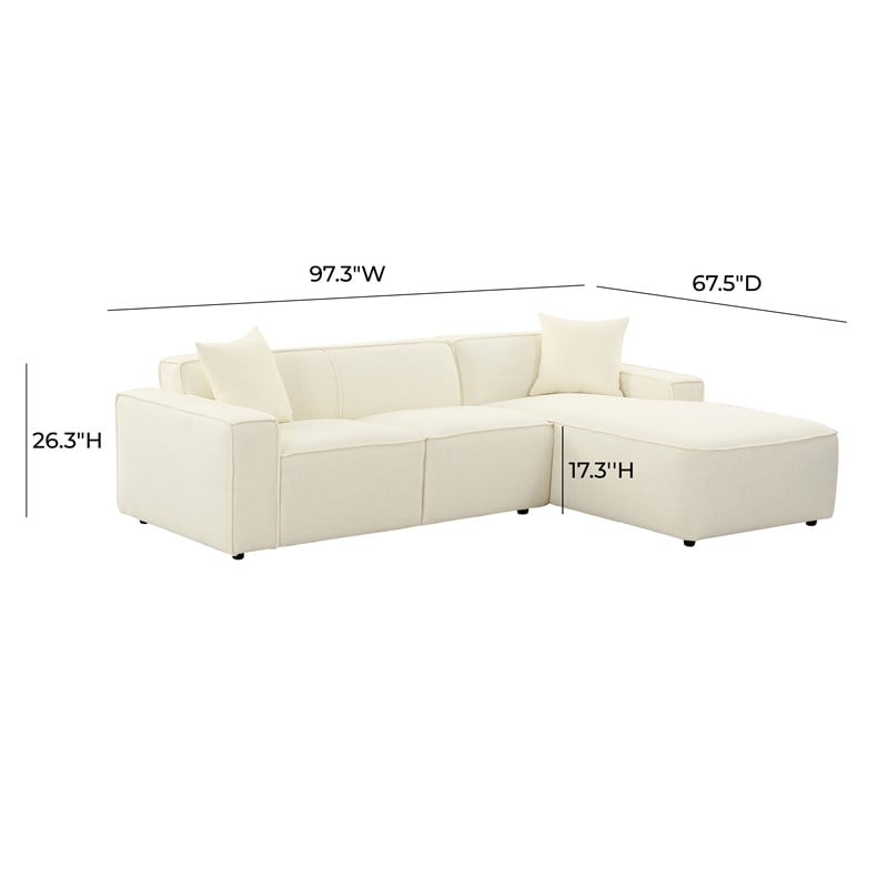 TOV Furniture Olafur Cream Linen Upholstered Sectional - RAF