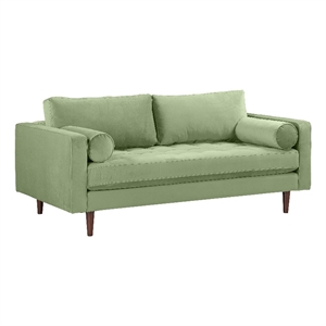 tov furniture cave sage green velvet upholstered loveseat