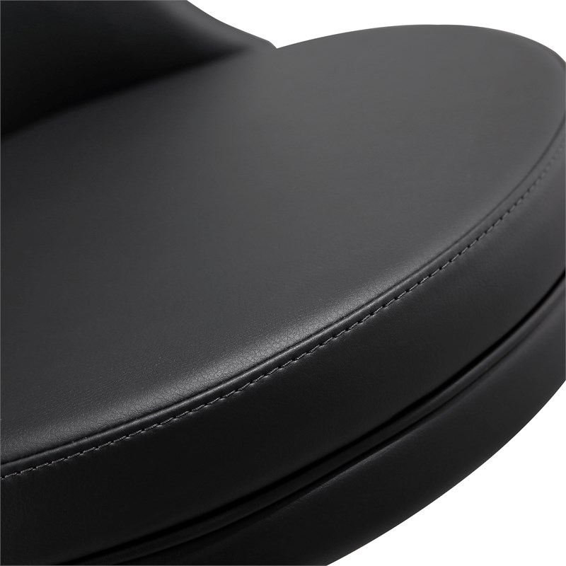TOV Furniture Reagan Black and Silver Vegan Leather Adjustable Stool
