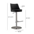 TOV Furniture Reagan Black and Silver Vegan Leather Adjustable Stool