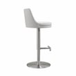 TOV Furniture Reagan White and Silver Vegan Leather Adjustable Stool