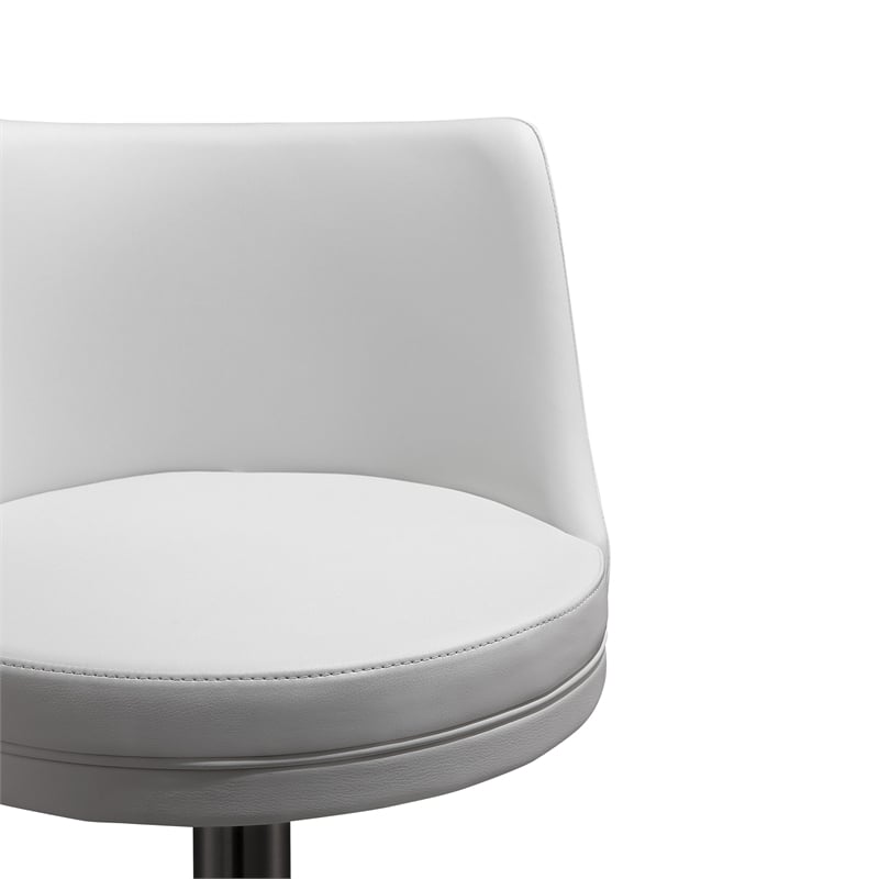 TOV Furniture Reagan White and Silver Vegan Leather Adjustable Stool