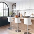 TOV Furniture Reagan White and Silver Vegan Leather Adjustable Stool