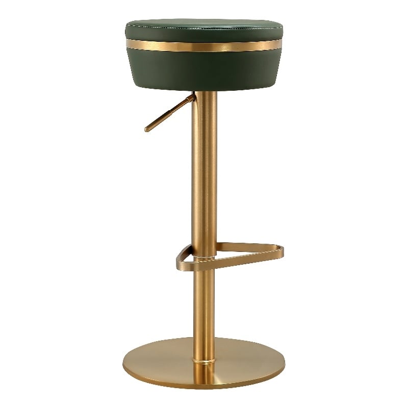 TOV Furniture Astro Malachite Green and Gold Vegan Leather Adjustable Stool