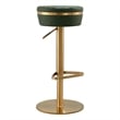 TOV Furniture Astro Malachite Green and Gold Vegan Leather Adjustable Stool