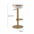 TOV Furniture Astro White and Gold Vegan Leather Adjustable Stool