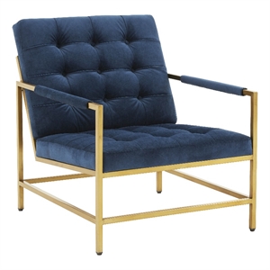 tov furniture van midnight blue velvet upholstered accent chair