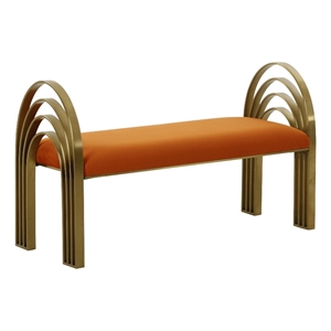 tov furniture mavis cinnamon orange velvet upholstered bench
