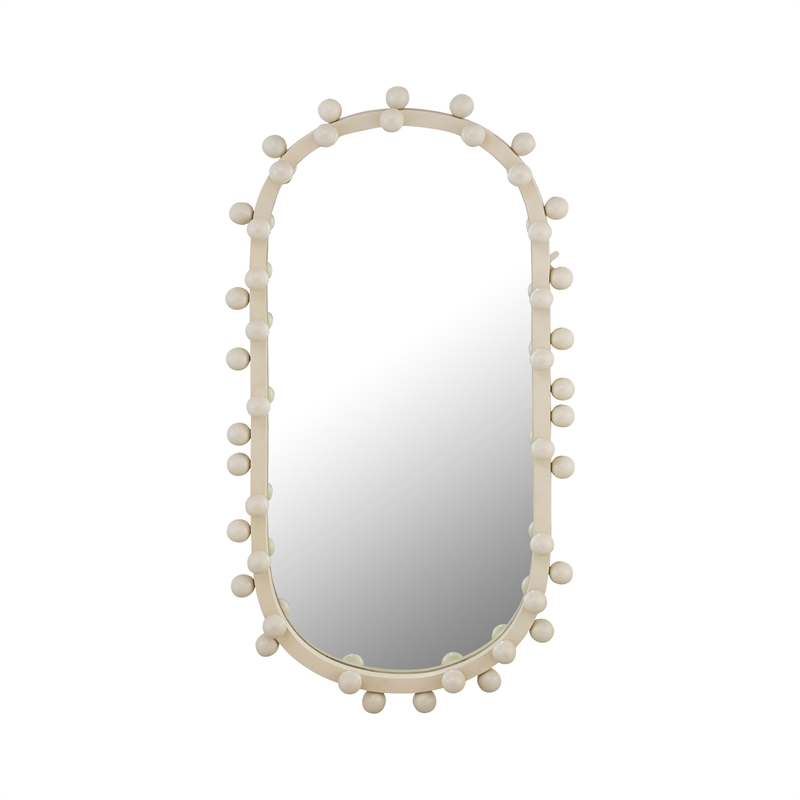TOV Furniture Bubbles Ivory Oval Metal Wall Mirror