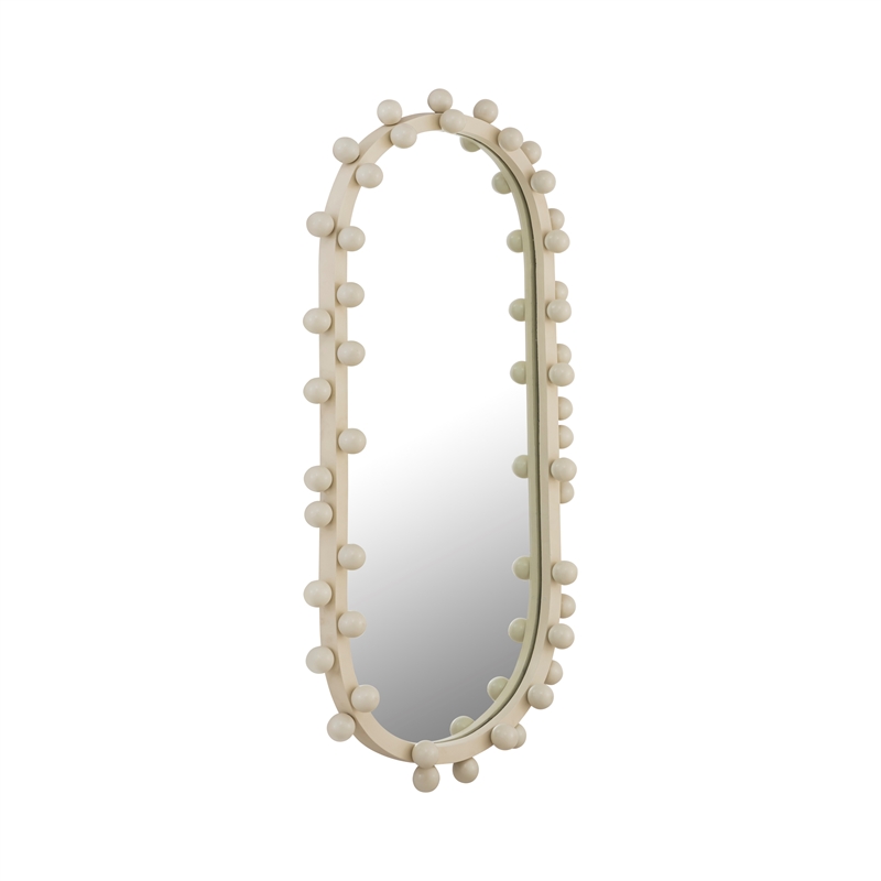 TOV Furniture Bubbles Ivory Oval Metal Wall Mirror