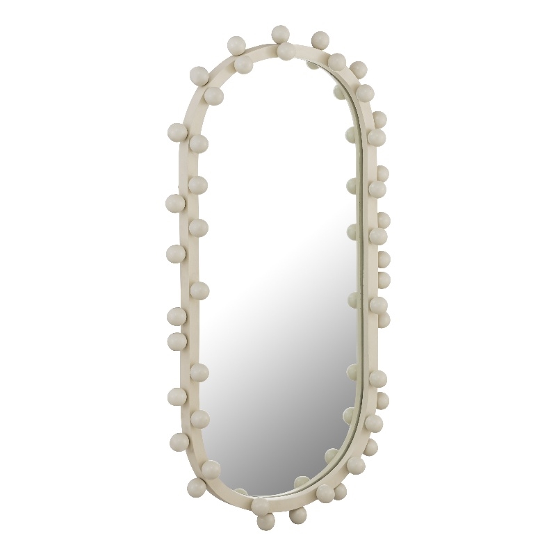 TOV Furniture Bubbles Ivory Oval Metal Wall Mirror