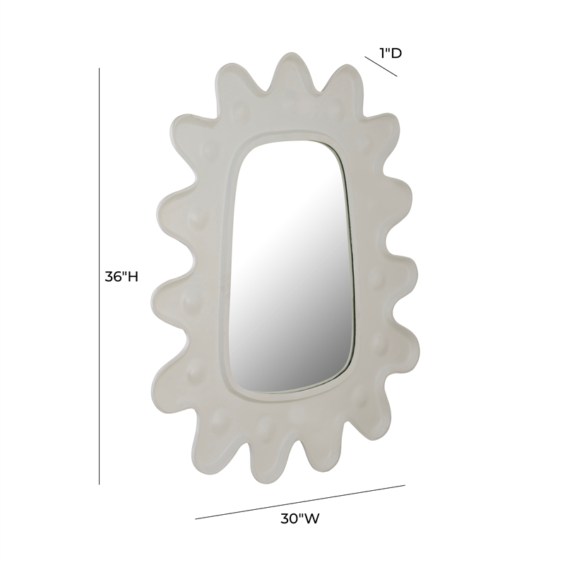TOV Furniture Genesis Metal Wall Mirror in White