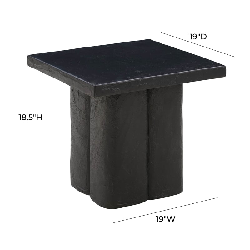 TOV Furniture Kayla Black Concrete Textured Side Table