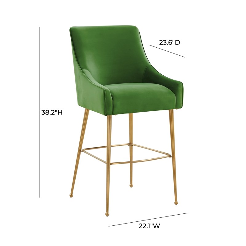 TOV Furniture Beatrix Green Velvet Upholstered Counter Stool - Gold Legs
