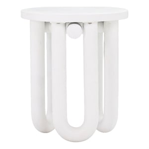 TOV Furniture Tildy Stone Concrete Round Side Table in White Finish
