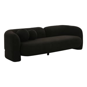 TOV Furniture Amelie 91&quotW Faux Fur Fabric Sofa in Black Finish