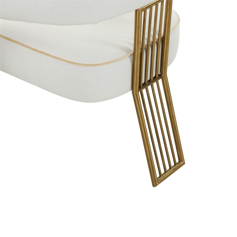 TOV Furniture Corralis Transitional Fabric Dining Chair in Cream/Gold