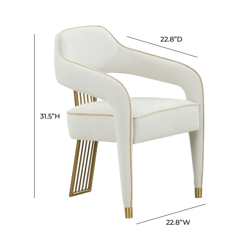 TOV Furniture Corralis Transitional Fabric Dining Chair in Cream/Gold