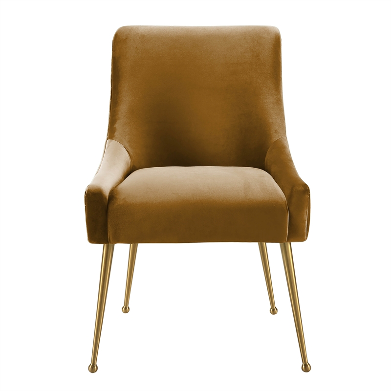 TOV Furniture Beatrix Velvet Side Chair in Cognac Orange Finish