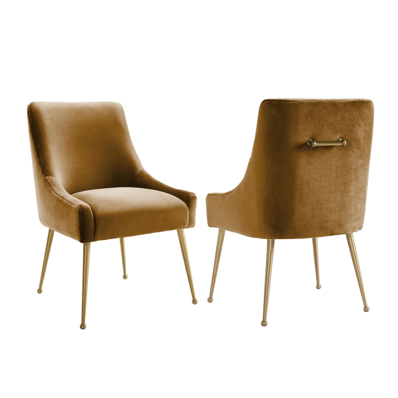TOV Furniture Beatrix Velvet Side Chair in Cognac Orange Finish