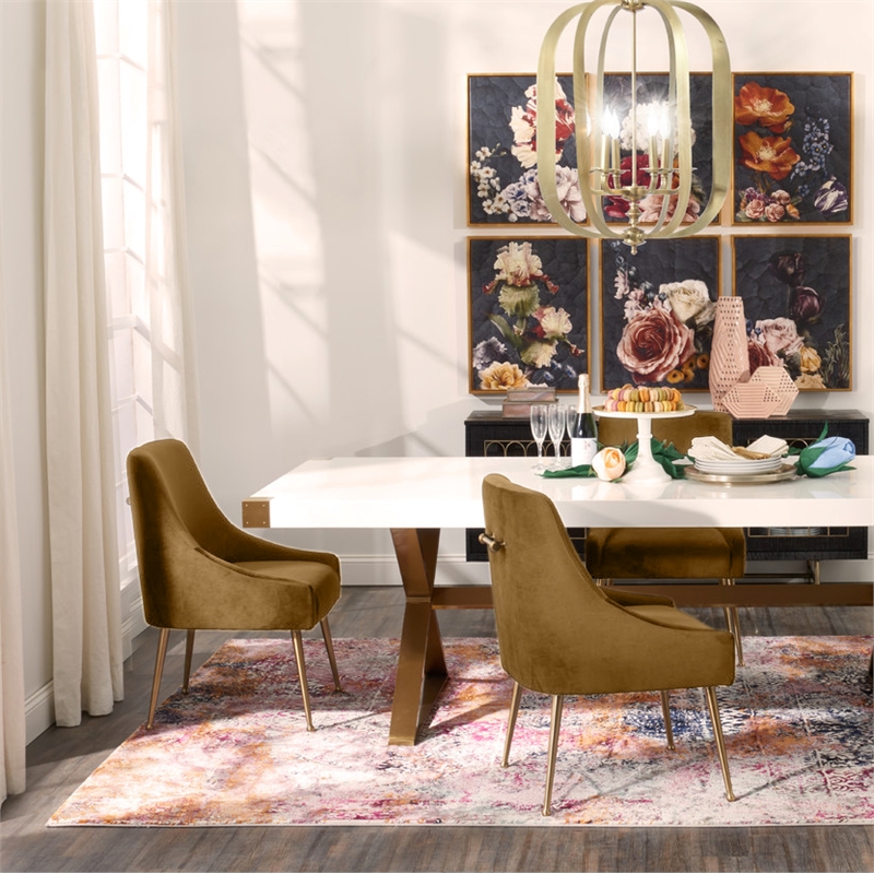 TOV Furniture Beatrix Velvet Side Chair in Cognac Orange Finish