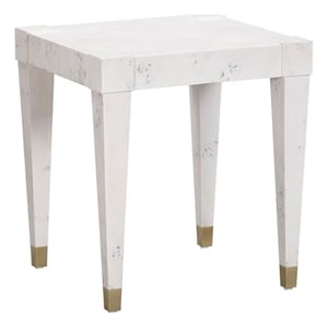 TOV Furniture Brandyss Burl Engineered Wood End Table in White Finish