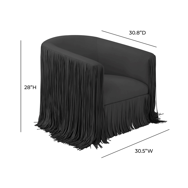 Shag Me Black Upholstered Vegan Leather Swivel Chair