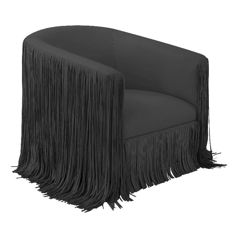 Shag Me Black Upholstered Vegan Leather Swivel Chair