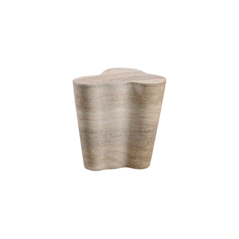 Slab Tan Faux Travertine Short Side Table