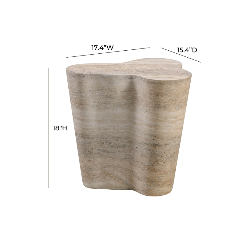 Slab Tan Faux Travertine Short Side Table