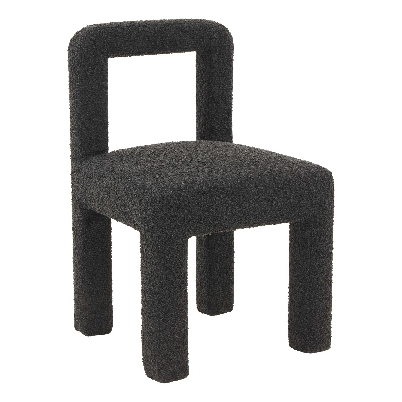 TOV Furniture Hazel Fabric Boucle Dining Chair in Black Finish