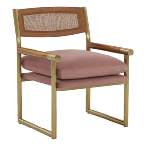 TOV Furniture Harlow Transitional Rattan Velvet Chair in Mauve Pink