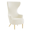 TOV Furniture Julia Velvet Channel Tufted Wingback Chair in Cream Finish