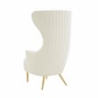 TOV Furniture Julia Velvet Channel Tufted Wingback Chair in Cream Finish