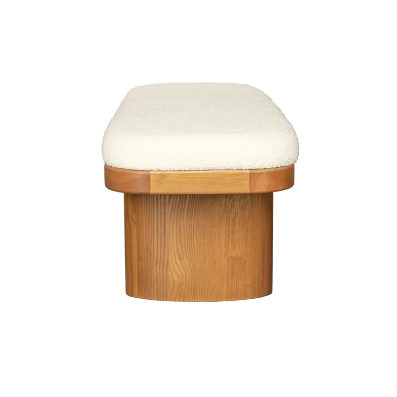 Ollie White Performance Boucle Wooden Bench
