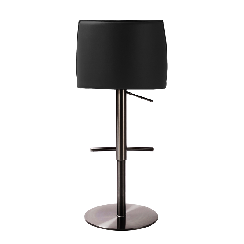 Gala Black Vegan Leather on Black Adjustable Stool