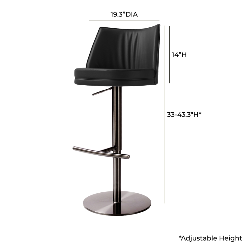 Gala Black Vegan Leather on Black Adjustable Stool