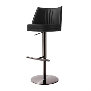 Gala Black Vegan Leather on Black Adjustable Stool