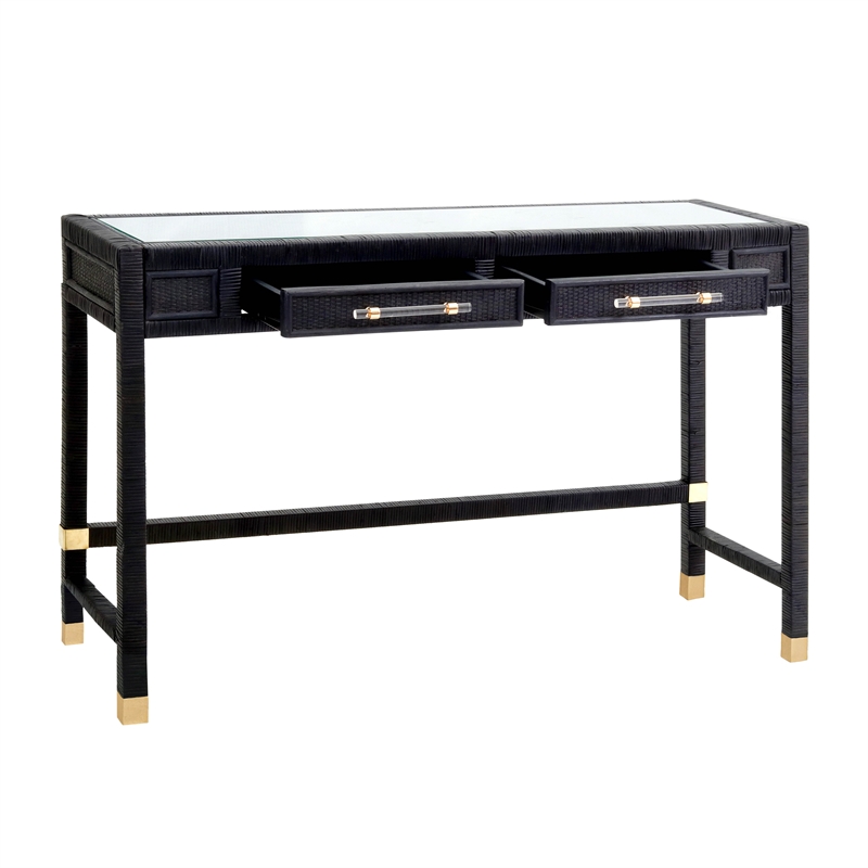 Amara Charcoal Rattan Desk