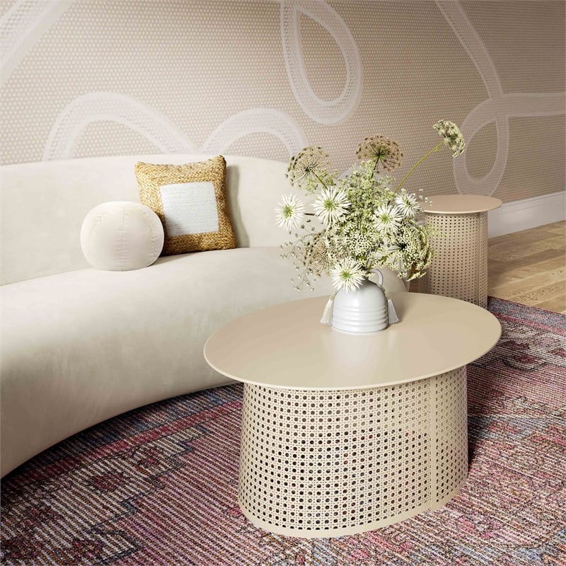Pesky Eggnog Cream Iron Coffee Table
