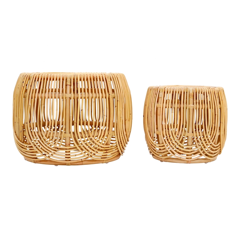 Azrina Natural Rattan Veneer Nesting Tables